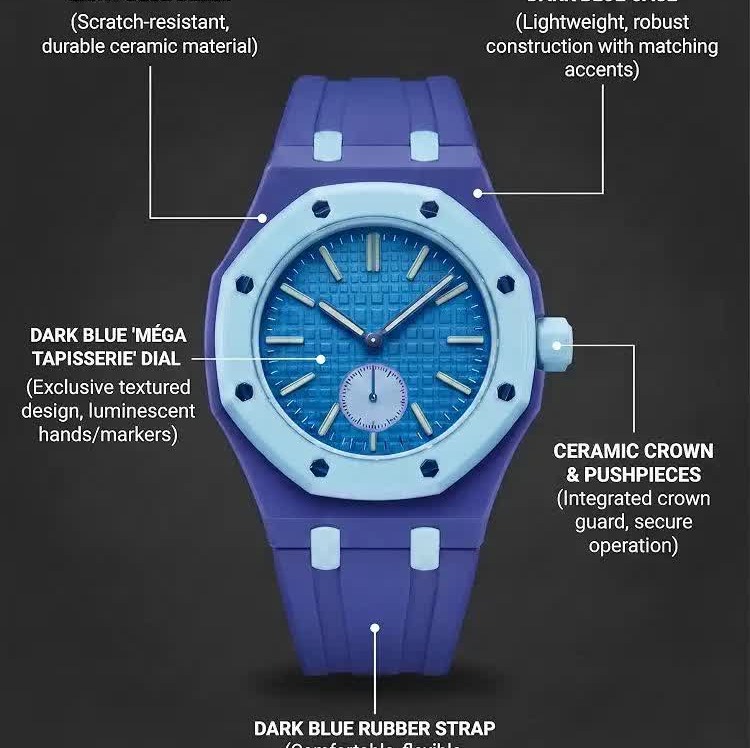 ساعت اسپرت سواچ پیگه AP Swatch Royal Pop (ZZ) فول پک آبی سرمه ای