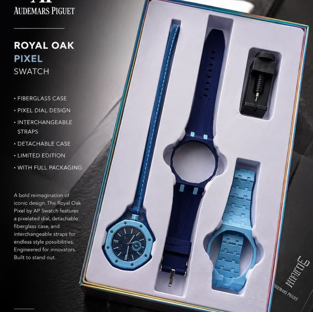 ساعت اسپرت سواچ پیگه AP Swatch Royal Pop (ZZ) فول پک آبی سرمه ای