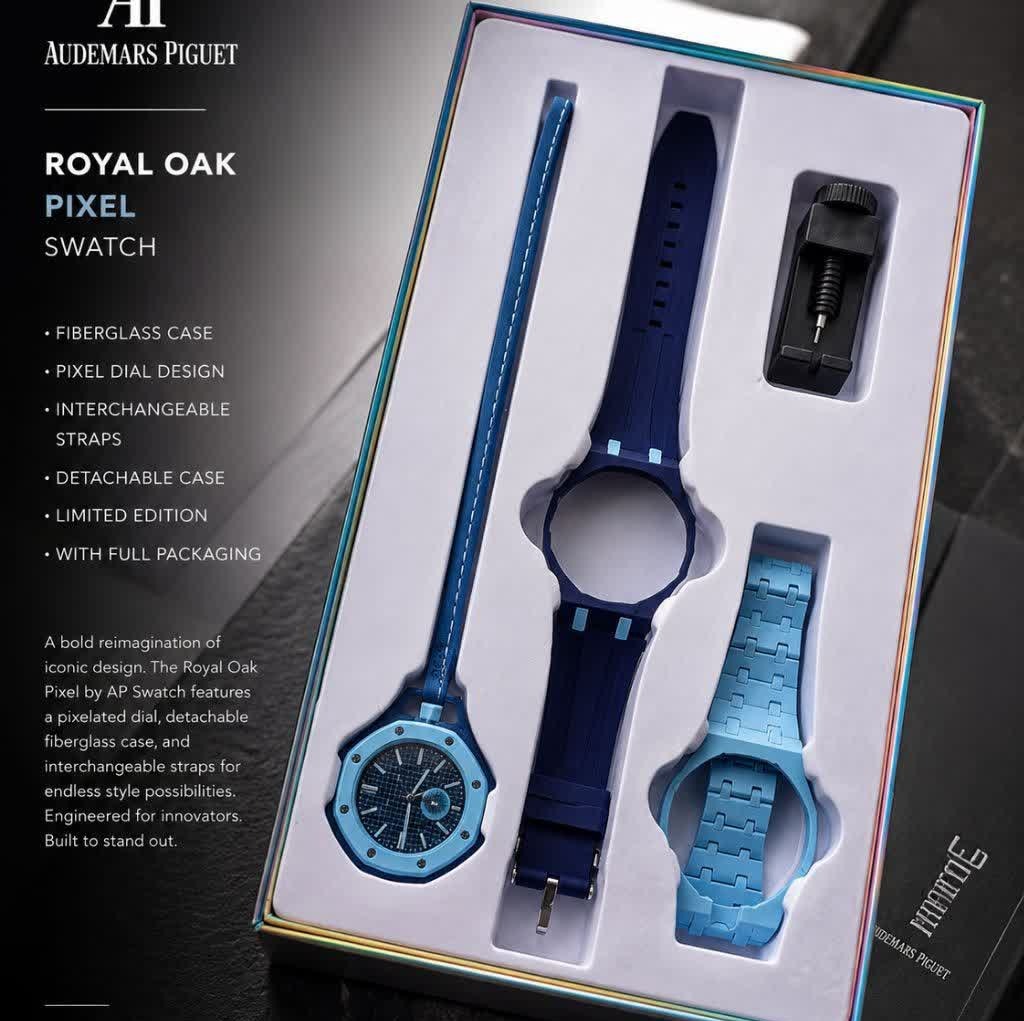ساعت اسپرت سواچ پیگه AP Swatch Royal Pop (ZZ) فول پک آبی سرمه ای