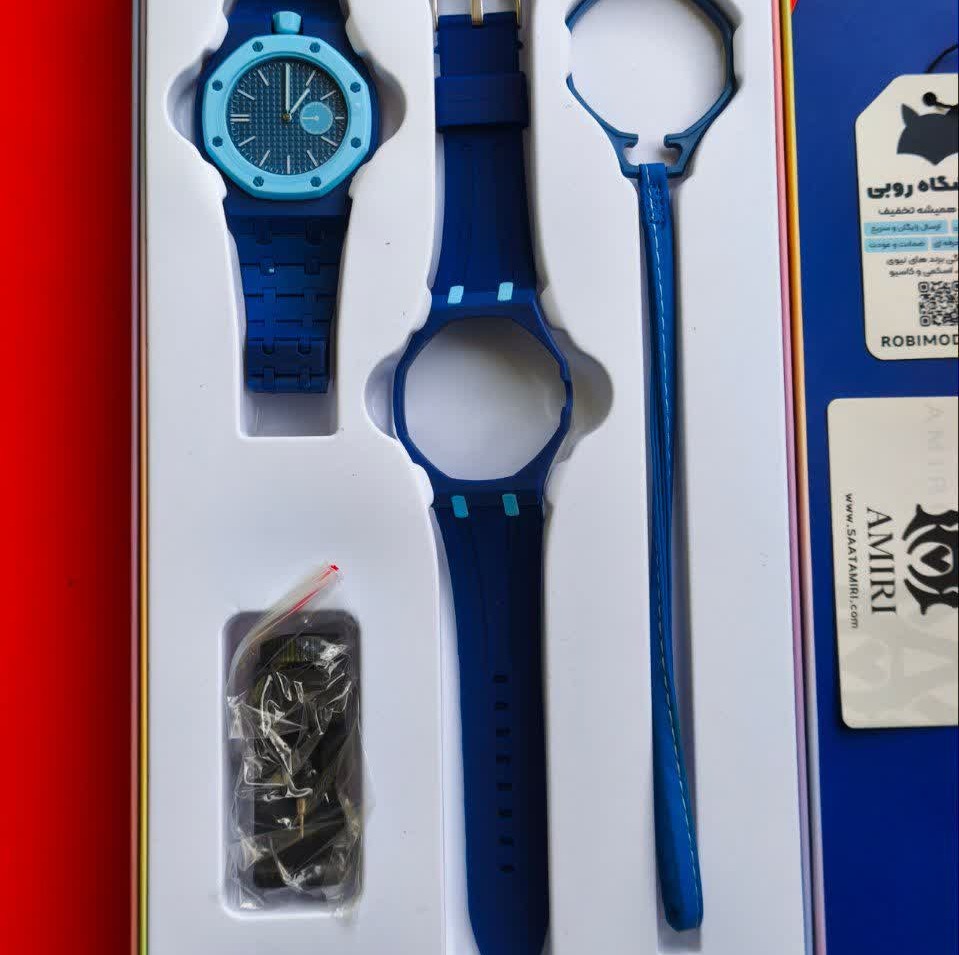 ساعت اسپرت سواچ پیگه AP Swatch Royal Pop (ZZ) فول پک آبی سرمه ای