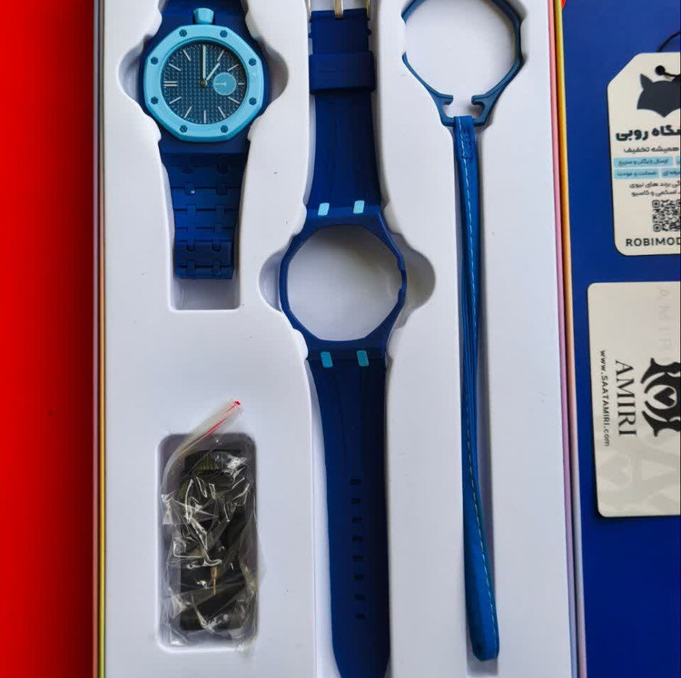 ساعت اسپرت سواچ پیگه AP Swatch Royal Pop (ZZ) فول پک آبی سرمه ای