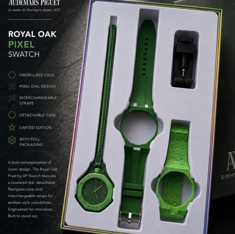ساعت اسپرت سواچ پیگه AP Swatch Royal Pop (ZZ) فول پک سبز پرنگ