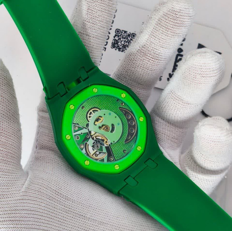 ساعت اسپرت سواچ پیگه AP Swatch Royal Pop (ZZ) فول پک سبز پرنگ