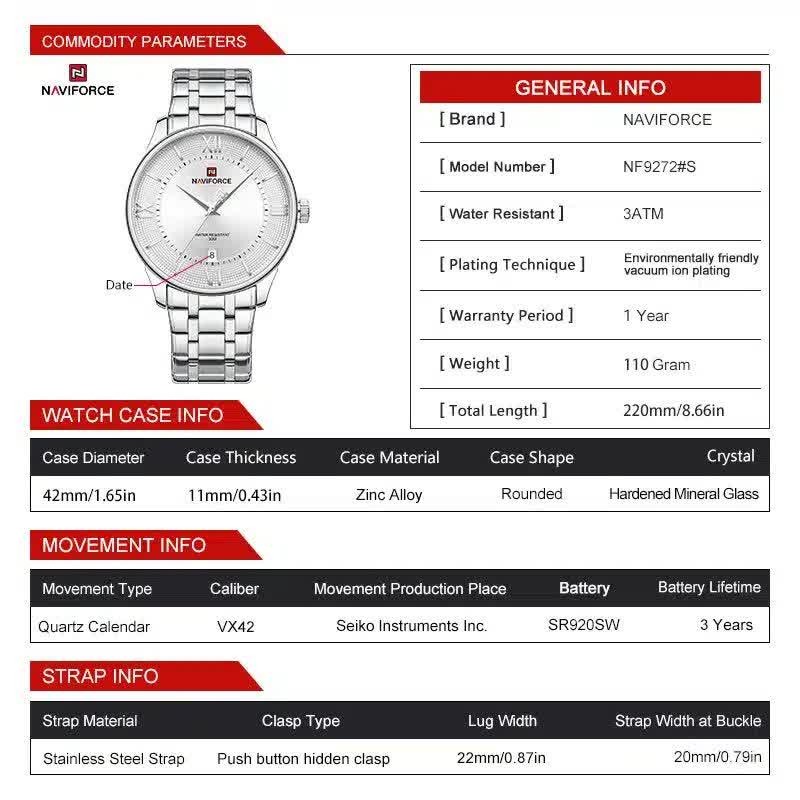 ساعت مچی نیوی فورس مردانه NAVIFORCE مدل NF9272 صفحه سبز