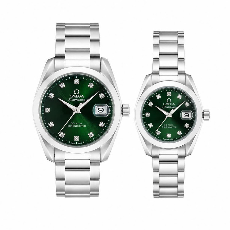 ست ساعت مچی زنانه و مردانه اُمگا OMEGA صفحه سبز