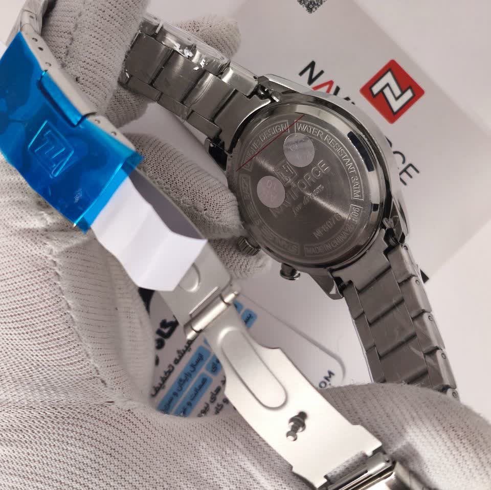 ساعت مچی نیوی فورس مردانه کرنوگراف NAVIFORCE مدل NF8076 صفحه سفید