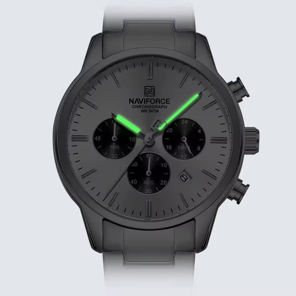 ساعت مچی نیوی فورس مردانه کرنوگراف NAVIFORCE مدل NF8076 صفحه سفید
