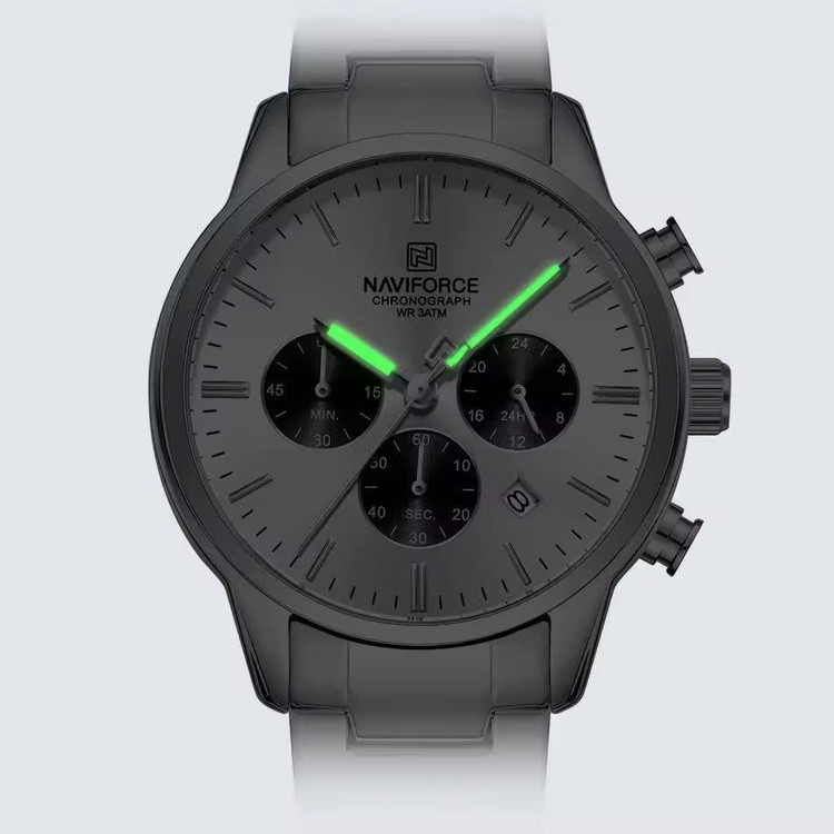 ساعت مچی نیوی فورس مردانه کرنوگراف NAVIFORCE مدل NF8076 صفحه سفید