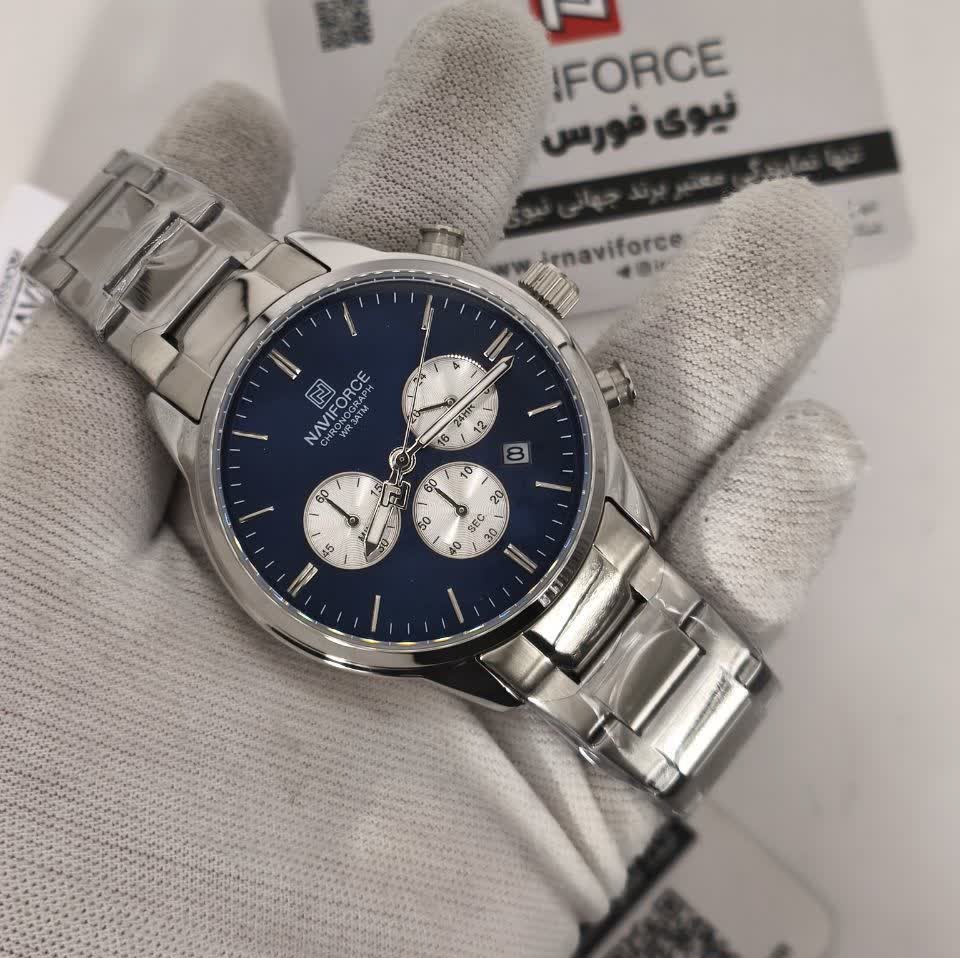 ساعت مچی نیوی فورس مردانه کرنوگراف NAVIFORCE مدل NF8076 صفحه آبی