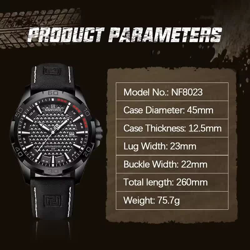ساعت مچی نیوی فورس مردانه NAVIFORCE مدل Nf8023 فول بلک