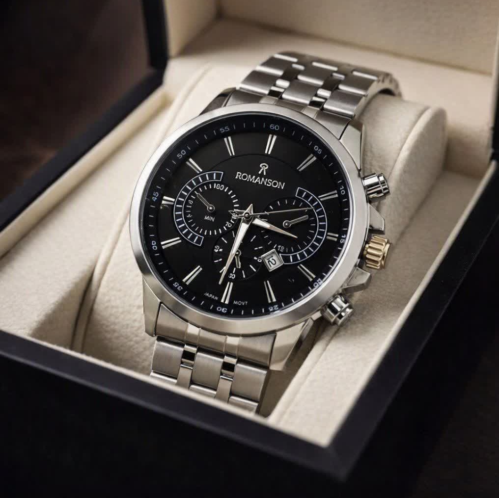 ساعت مچی زنانه رومانسون ROMANSON موتور ژاپن صفحه مشکی