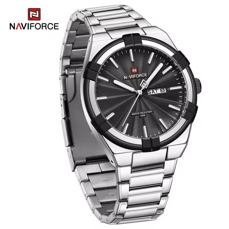 ساعت مچی نیوی فورس مردانه NAVIFORCE مدل NF9218 صفحه مشکی