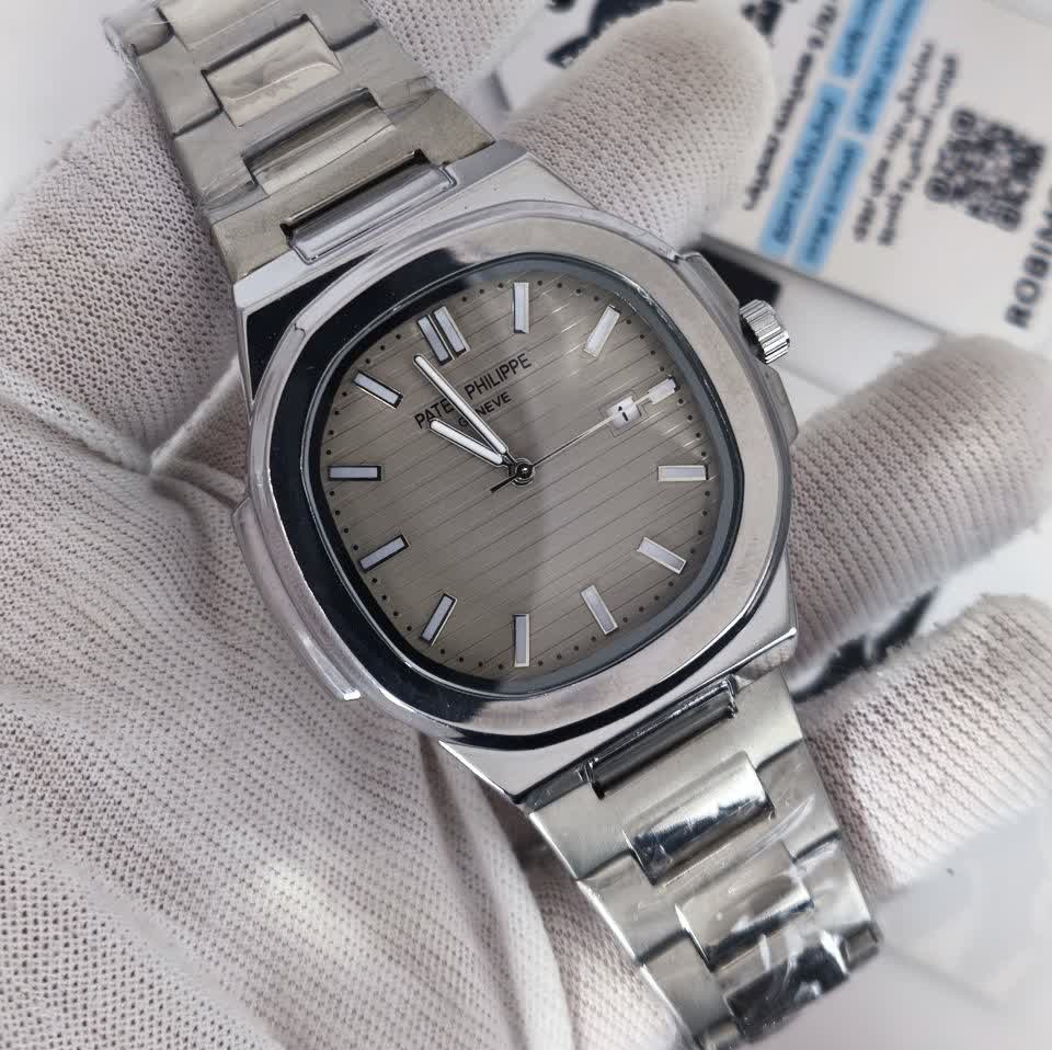 ساعت مچی عقربه ای مردانه پتک فیلیپ PATEKPHILIPPE صفحه طوسی