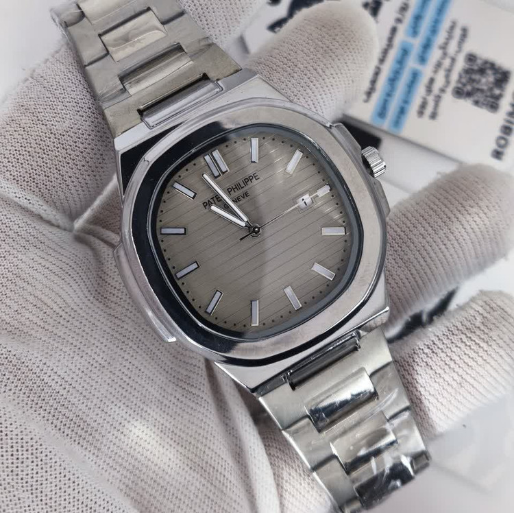 ساعت مچی عقربه ای مردانه پتک فیلیپ PATEKPHILIPPE صفحه طوسی