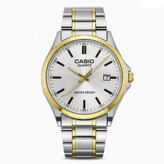 ساعت مچی مردانه کاسیو CASIO موتور ژاپن طلایی صفحه سفید مدلP2 + جعبه