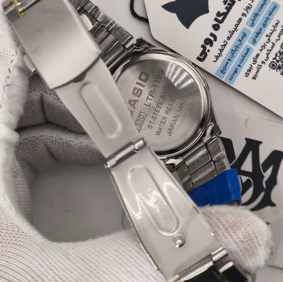 ساعت مچی مردانه کاسیو CASIO موتور ژاپن طلایی صفحه سفید مدلP2 + جعبه