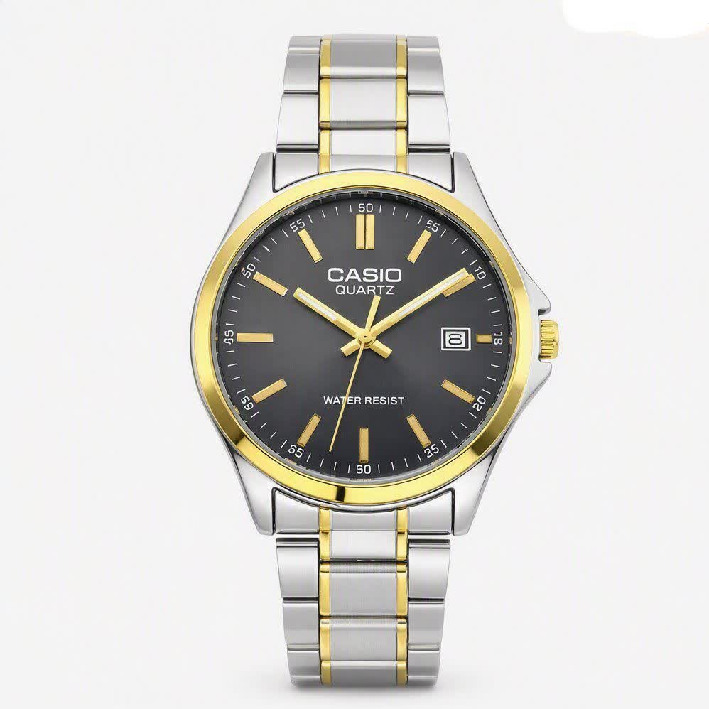ساعت مچی مردانه کاسیو CASIO موتور ژاپن طلایی صفحه مشکی مدلP3 + جعبه