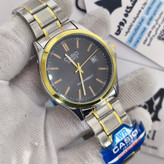 ساعت مچی مردانه کاسیو CASIO موتور ژاپن طلایی صفحه مشکی مدلP3 + جعبه
