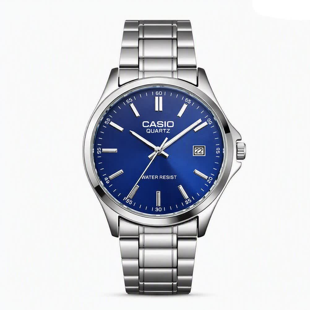 ساعت مچی مردانه کاسیو CASIO موتور ژاپن صفحه آبی مدلP4 + جعبه