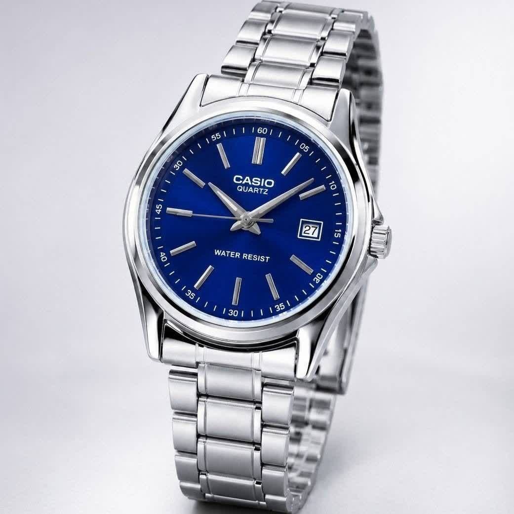 ساعت مچی مردانه کاسیو CASIO موتور ژاپن صفحه آبی مدلP4 + جعبه