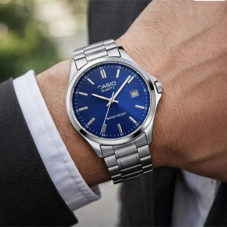 ساعت مچی مردانه کاسیو CASIO موتور ژاپن صفحه آبی مدلP4 + جعبه