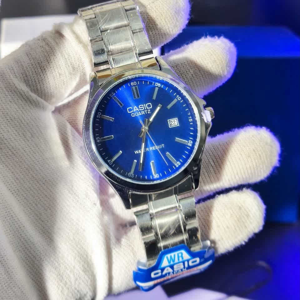 ساعت مچی مردانه کاسیو CASIO موتور ژاپن صفحه آبی مدلP4 + جعبه