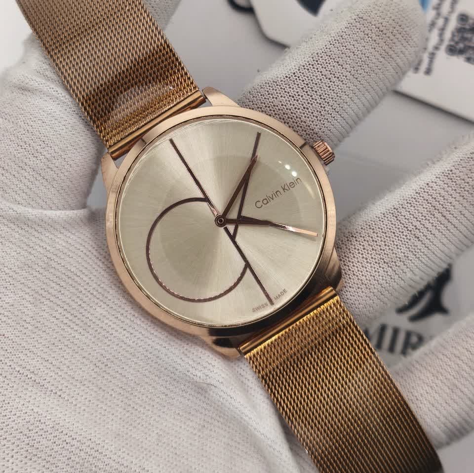 ساعت مچی مردانه کالوین کلین Calvin Klein حصیری طلایی