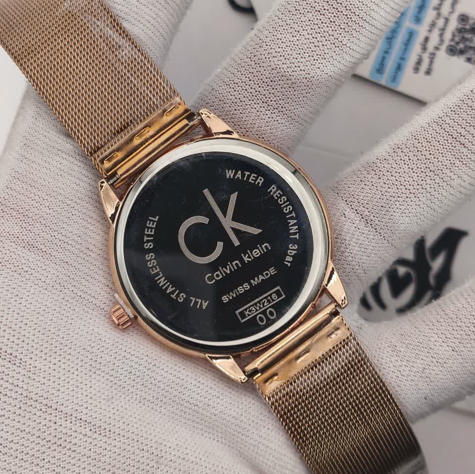 ساعت مچی مردانه کالوین کلین Calvin Klein حصیری طلایی