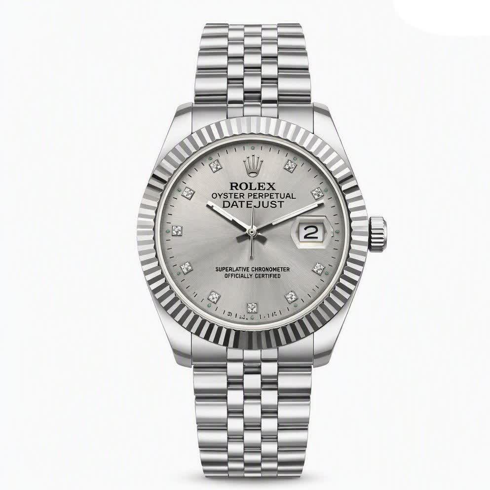ساعت مچی مردانه رولکس دیت جاست ROLEX نقره ای طوسی