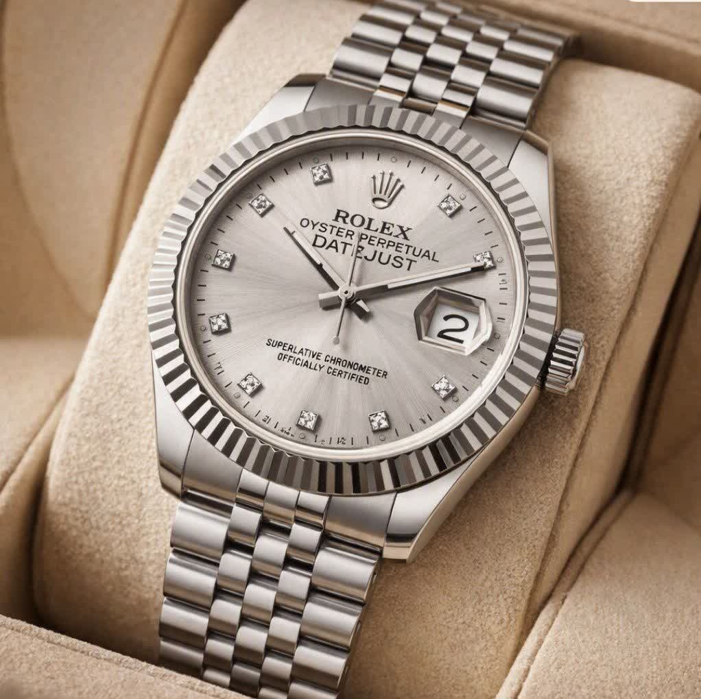 ساعت مچی مردانه رولکس دیت جاست ROLEX نقره ای طوسی