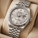 ساعت مچی مردانه رولکس دیت جاست ROLEX نقره ای طوسی