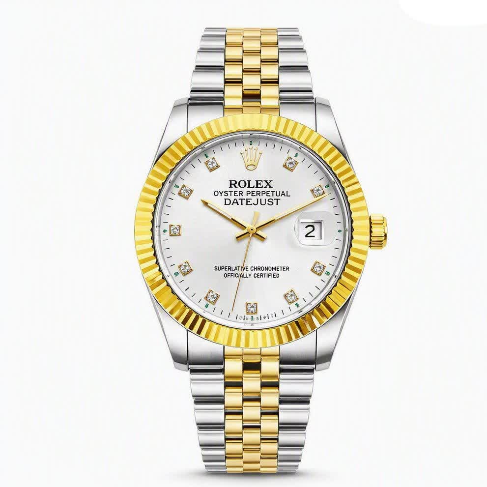 ساعت مچی مردانه رولکس دیت جاست ROLEX نقره ای طلایی