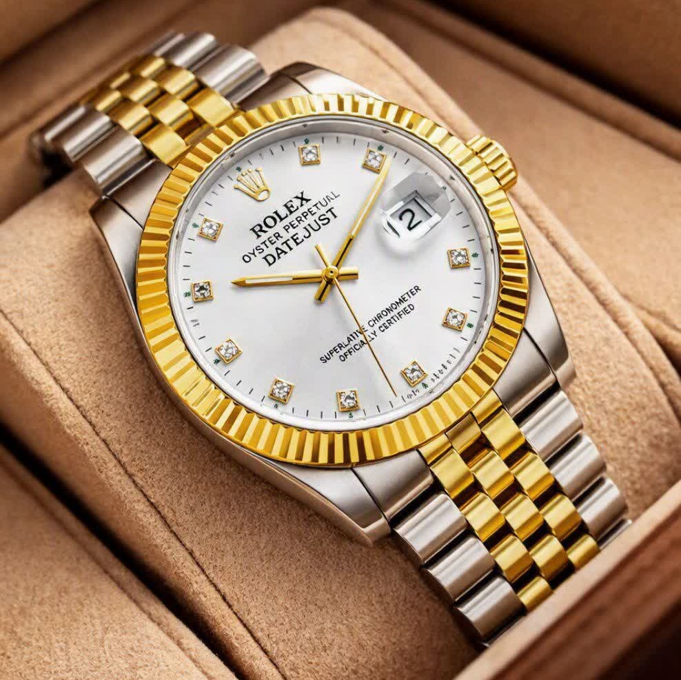 ساعت مچی مردانه رولکس دیت جاست ROLEX نقره ای طلایی