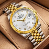 ساعت مچی مردانه رولکس دیت جاست ROLEX نقره ای طلایی