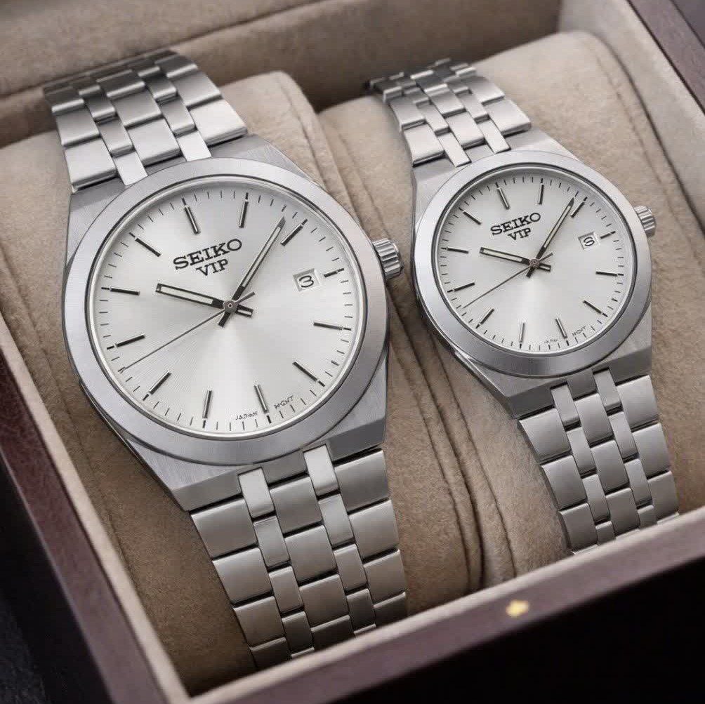 ست ساعت مچی مردانه و زنانه سیکو SEIKO موتور ژاپن صفحه سفید با اصالت