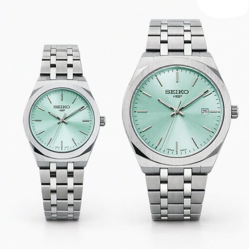 ست ساعت مچی مردانه و زنانه سیکو SEIKO موتور ژاپن صفحه فیروزه با اصالت