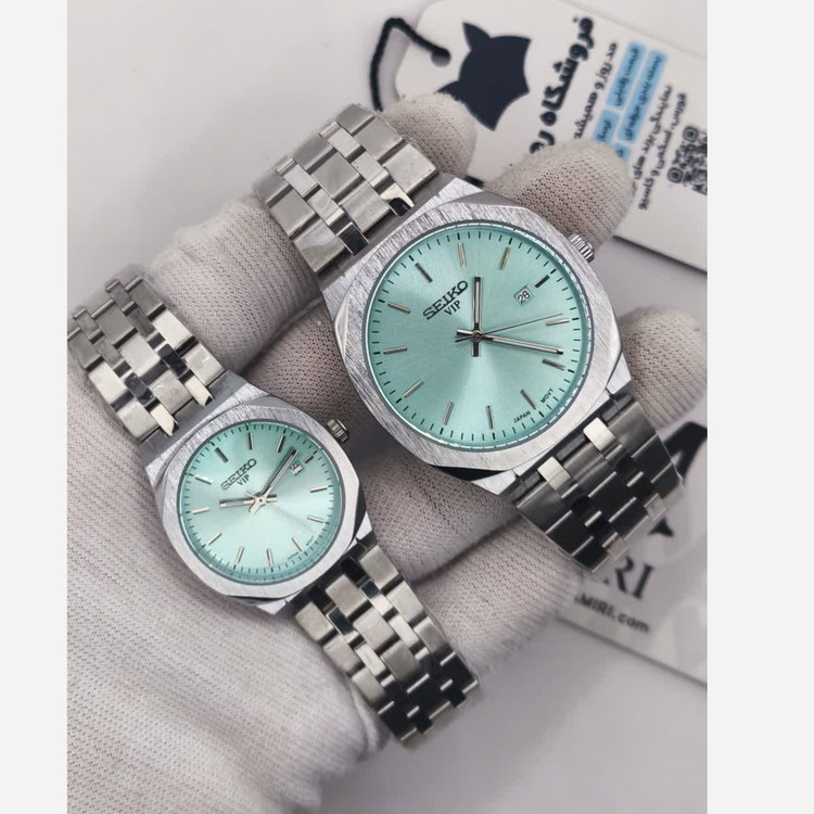 ست ساعت مچی مردانه و زنانه سیکو SEIKO موتور ژاپن صفحه فیروزه با اصالت