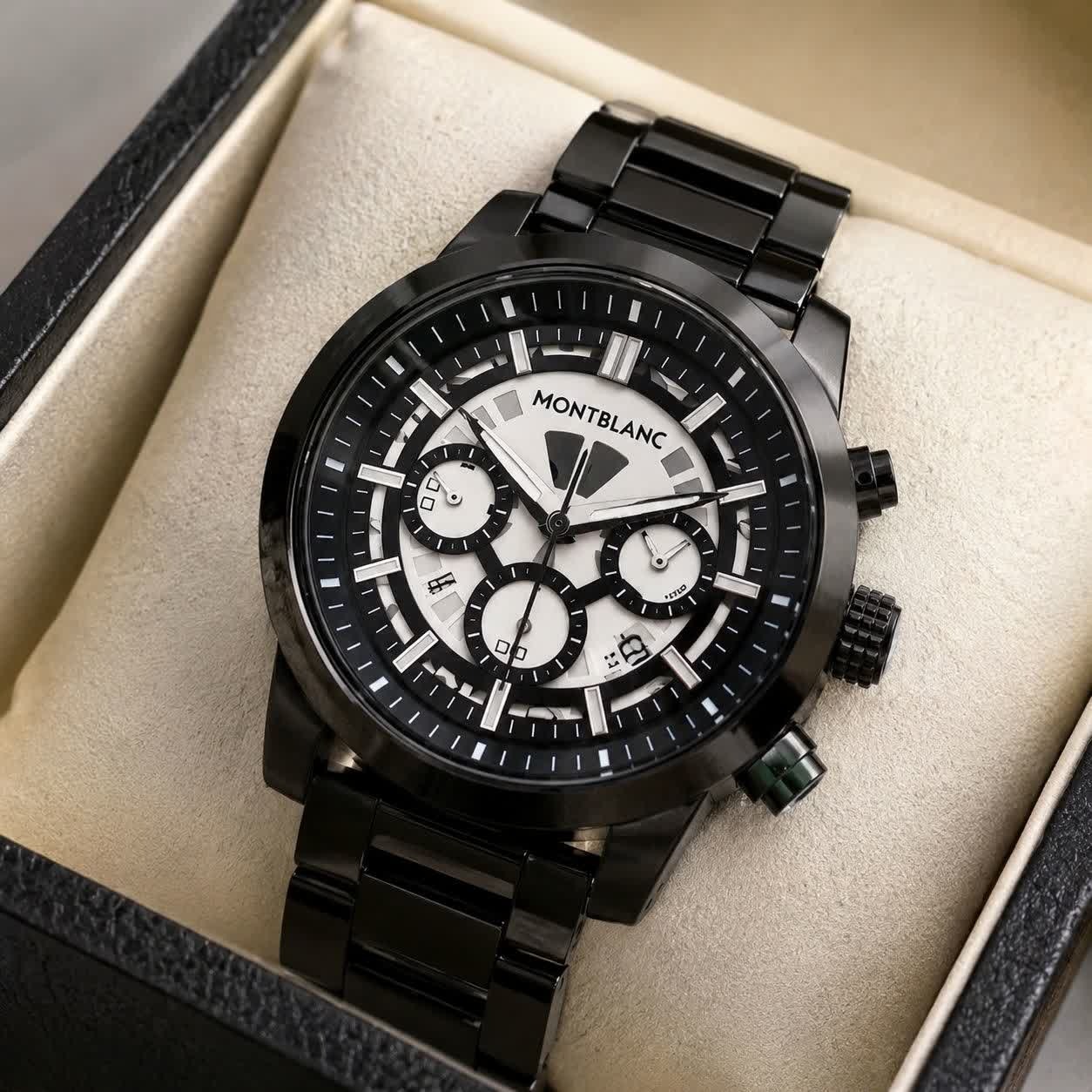 ساعت مچی سه موتوره مردانه مونت بلانک MONTBLANC مشکی