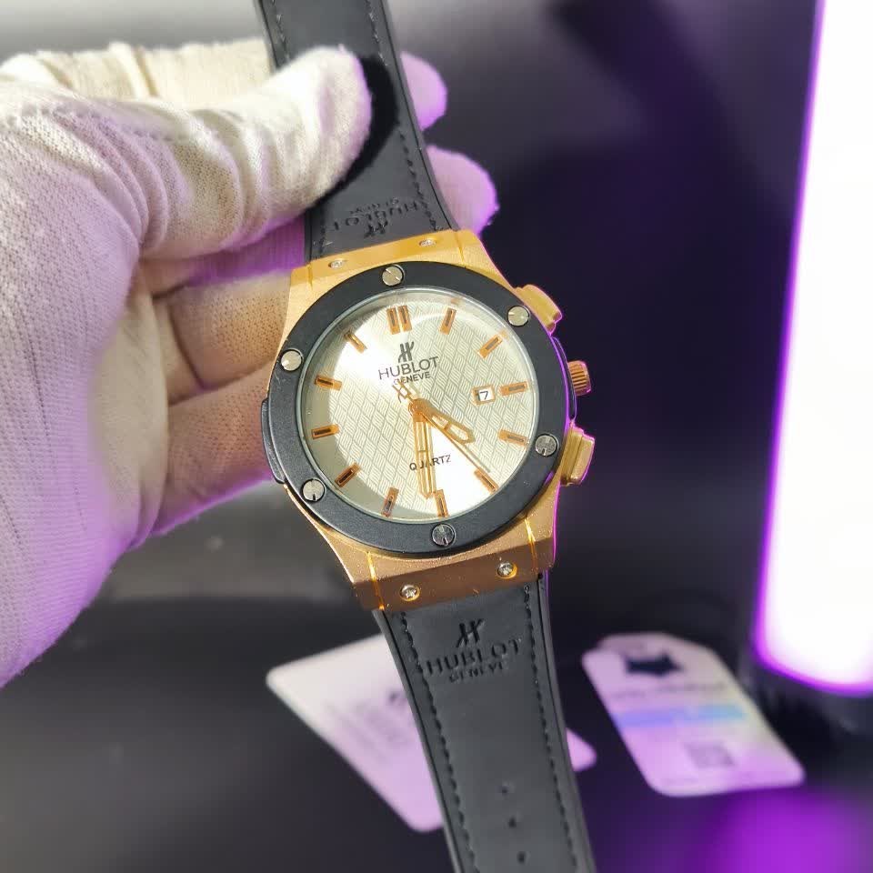 ساعت مچی مردانه هابلوت HUBLOT بند چرم مشکی