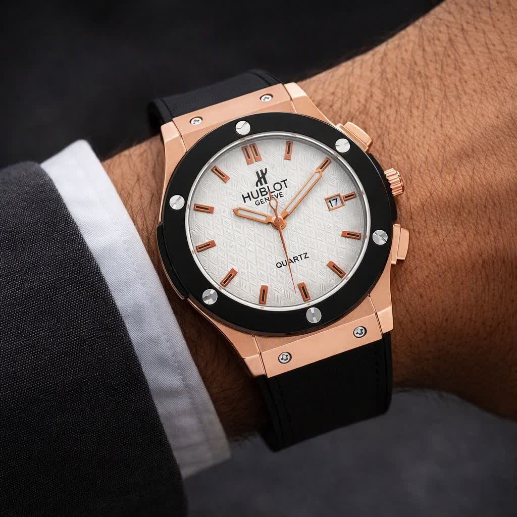 ساعت مچی مردانه هابلوت HUBLOT بند چرم مشکی