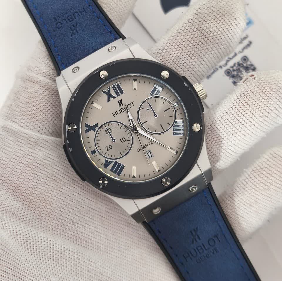 ساعت مچی مردانه هابلوت HUBLOT طرح سه موتور بند چرمی