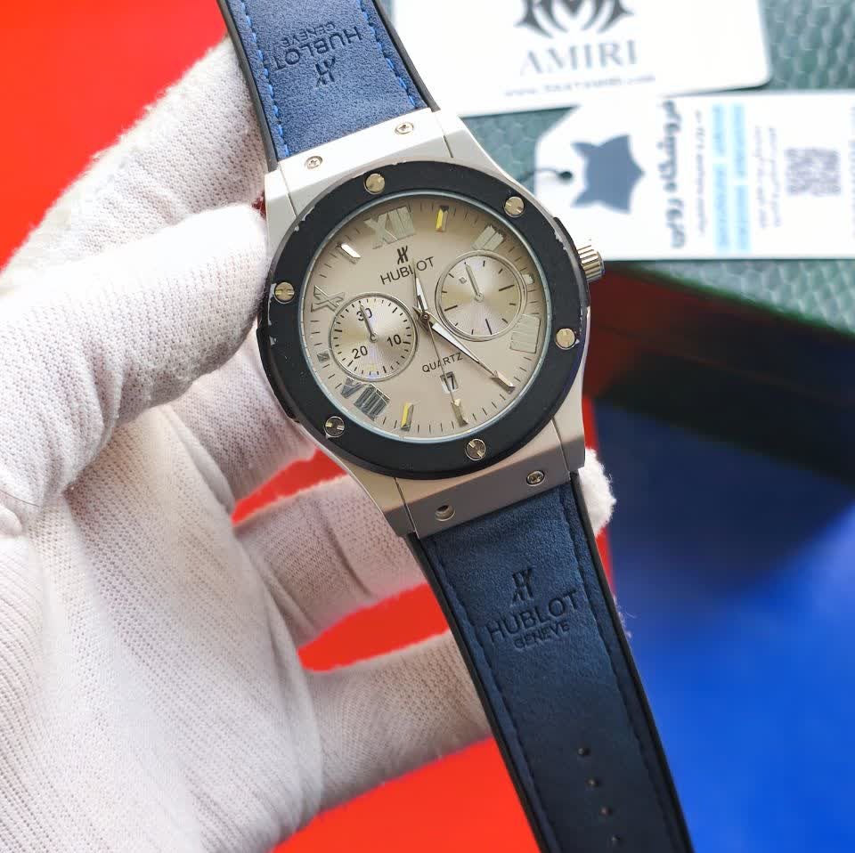 ساعت مچی مردانه هابلوت HUBLOT طرح سه موتور بند چرمی