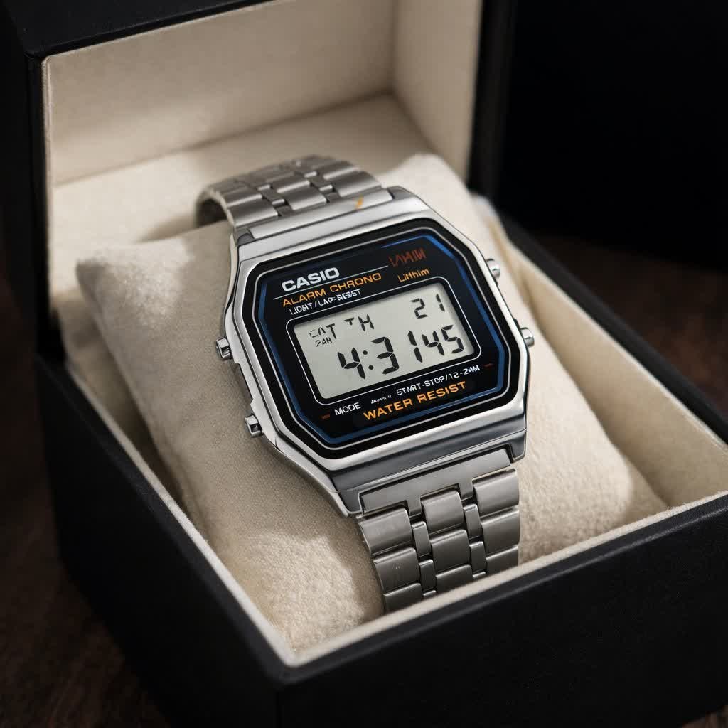 دو عدد ساعت مردانه کاسیو CASIO مدل WR مشکی رابر و نقره ای استیل موتور ژاپن