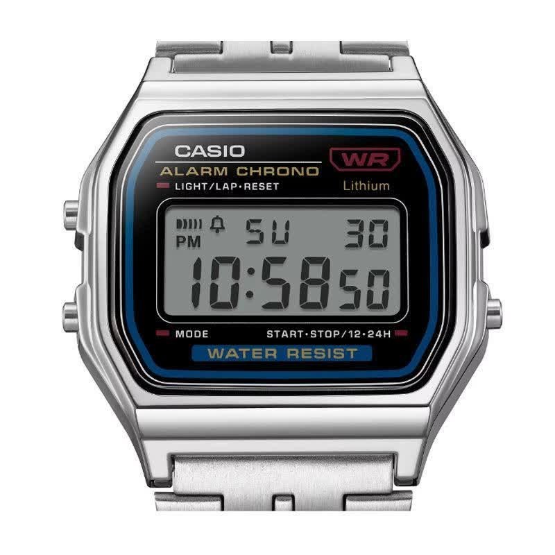 دو عدد ساعت مردانه کاسیو CASIO مدل WR مشکی رابر و نقره ای استیل موتور ژاپن