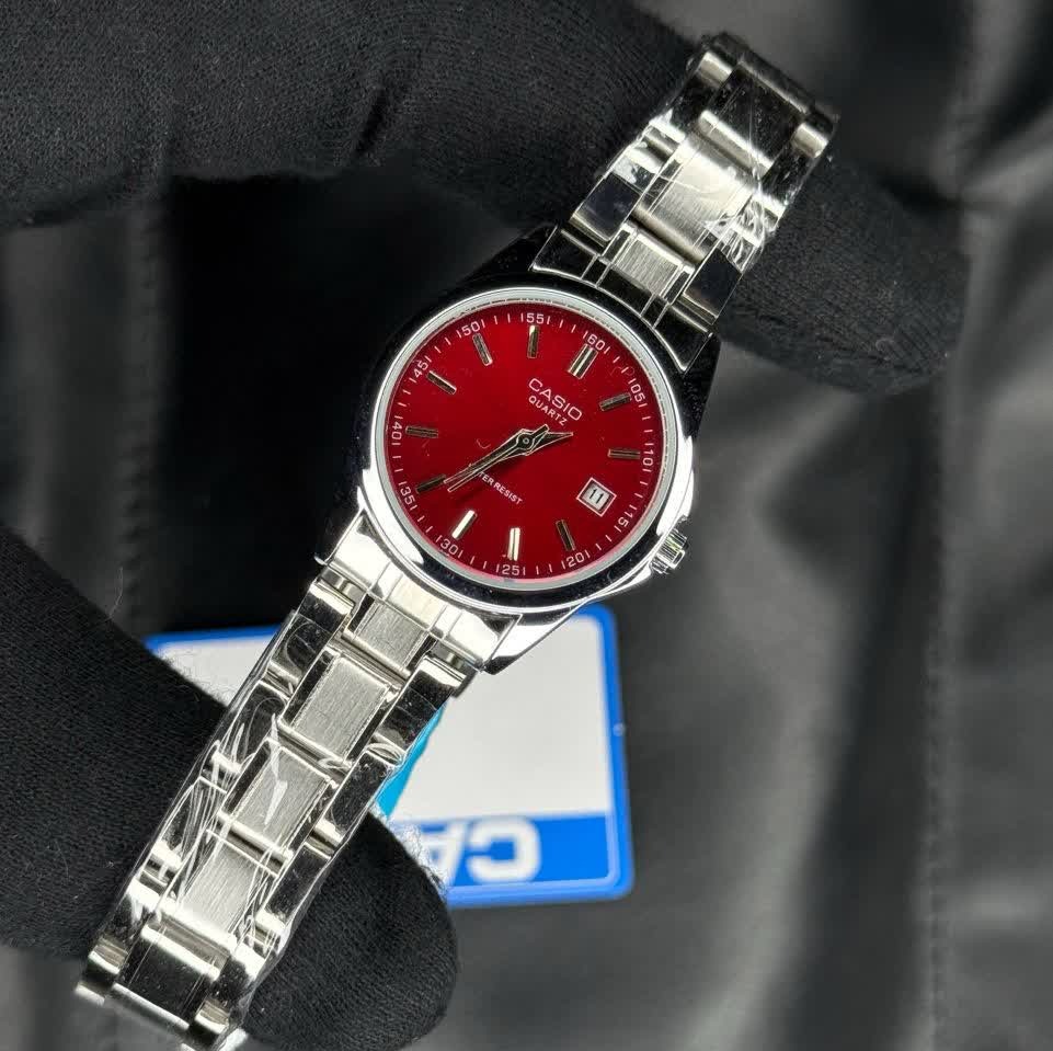 ساعت مچی زنانه کاسیو CASIO موتور ژاپن صفحه سرخ کدc38 + جعبه