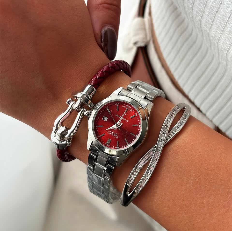 ساعت مچی زنانه کاسیو CASIO موتور ژاپن صفحه سرخ کدc38 + جعبه