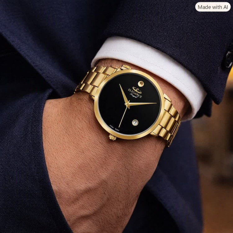 ساعت مچی مردانه الگانس ELEGANCE موتور ژاپن صفحه مشکی