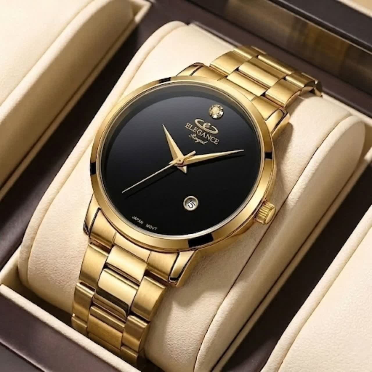 ساعت مچی مردانه الگانس ELEGANCE موتور ژاپن صفحه مشکی