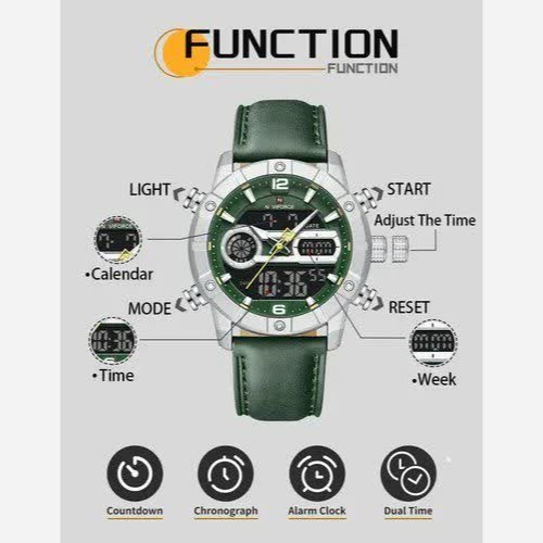 ساعت مچی نیوی فورس عقربه ای و دیجیتال مردانه NAVIFORCE مدل NF9263 بند سبز