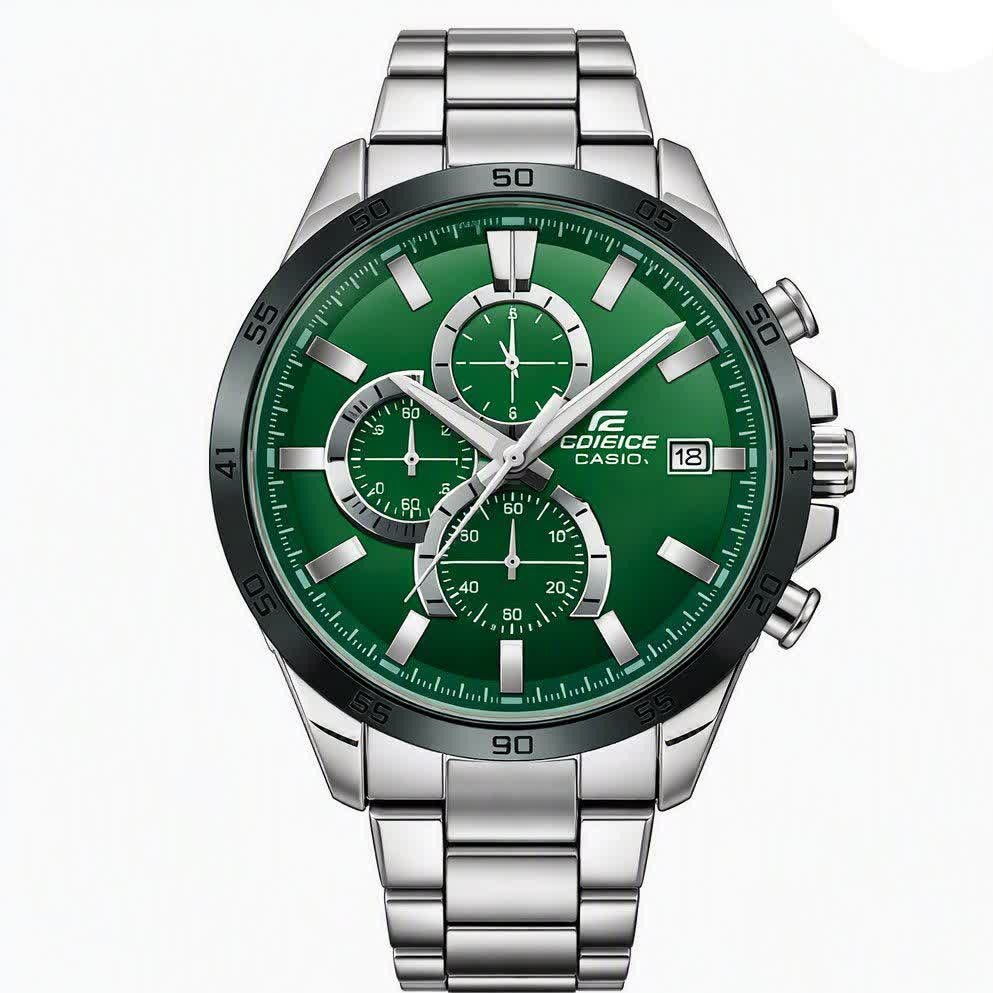 ساعت مچی مردانه کاسیو ادیفایس سه زمانه CASIO EDIFICE صفحه سبز + جعبه